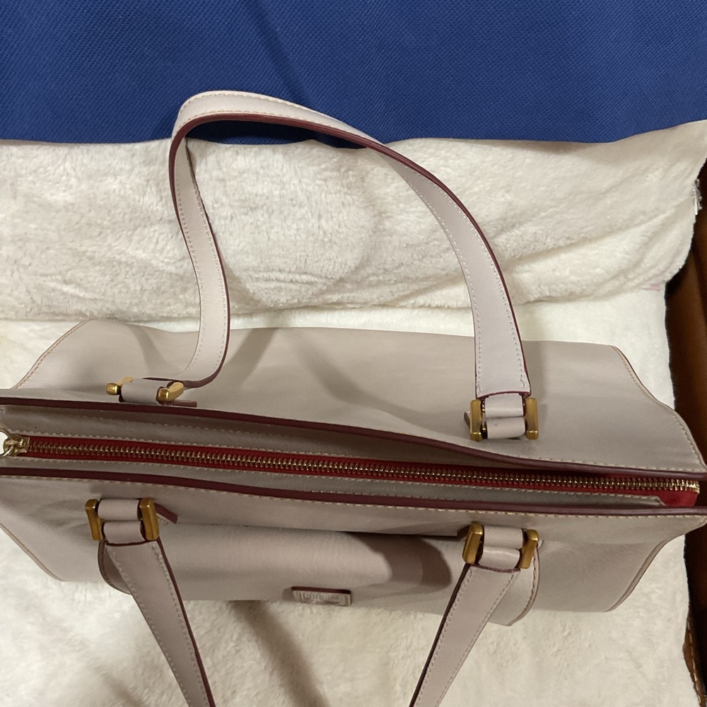 NWT LG Dooney & Bourke Saffiano Florentine Leather Shoulder Handbag Neutral Zips - Picture 9 of 15